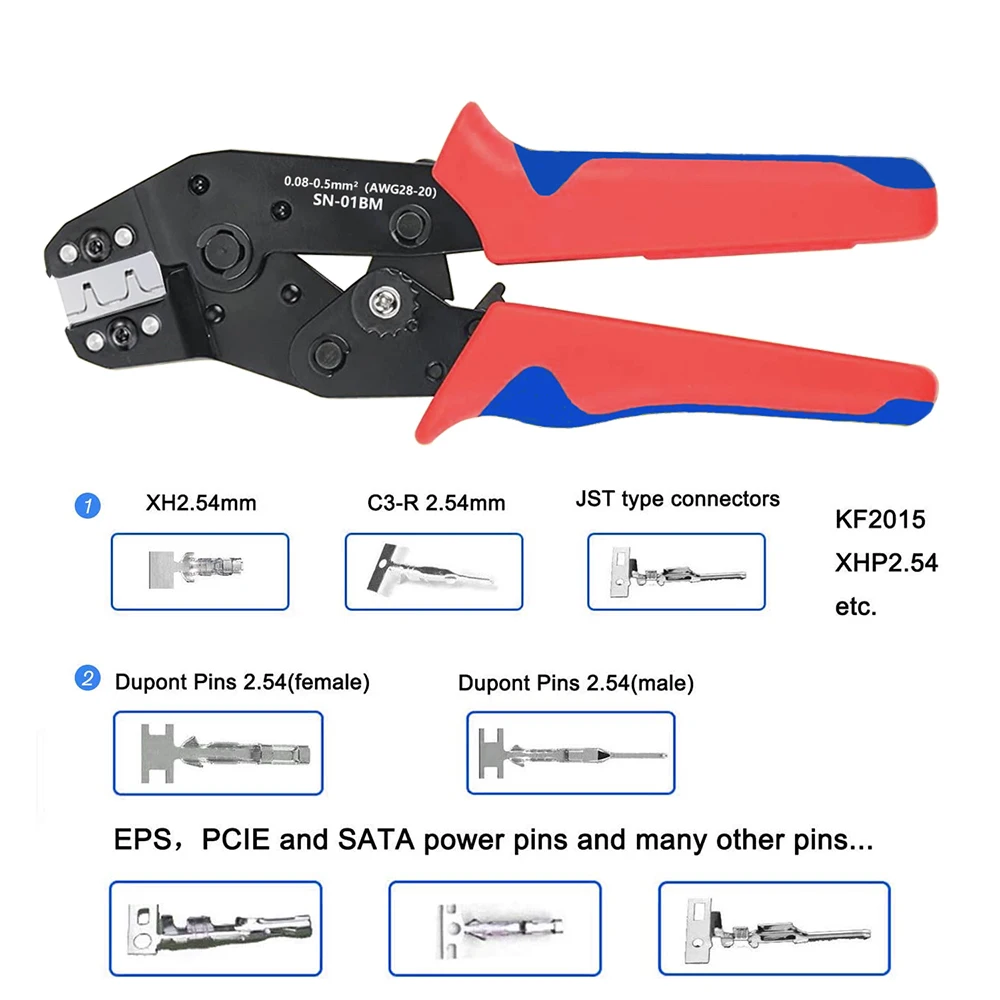 SN-01BM sıkma pense aracı set-1550pcs 2.54mm Dupont konnektörleri ve sıkma pimleri, 460 adet 2.54mm JST-XH JST konektör kiti