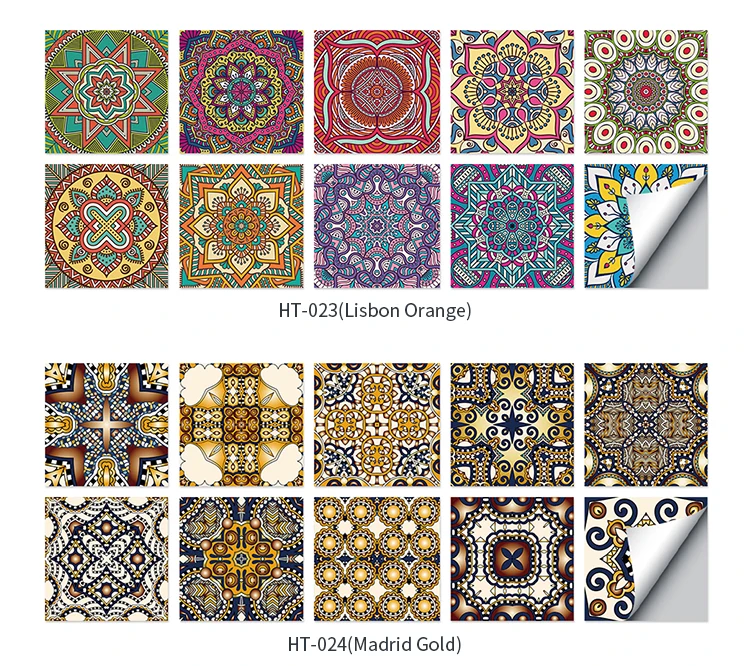 10 stücke Kristall Mandala selbst klebende PVC-Wanda uf kleber schälen und kleben wasserdichte Küche Bad Tapete Wohnzimmer Wand dekoration – Detail 2