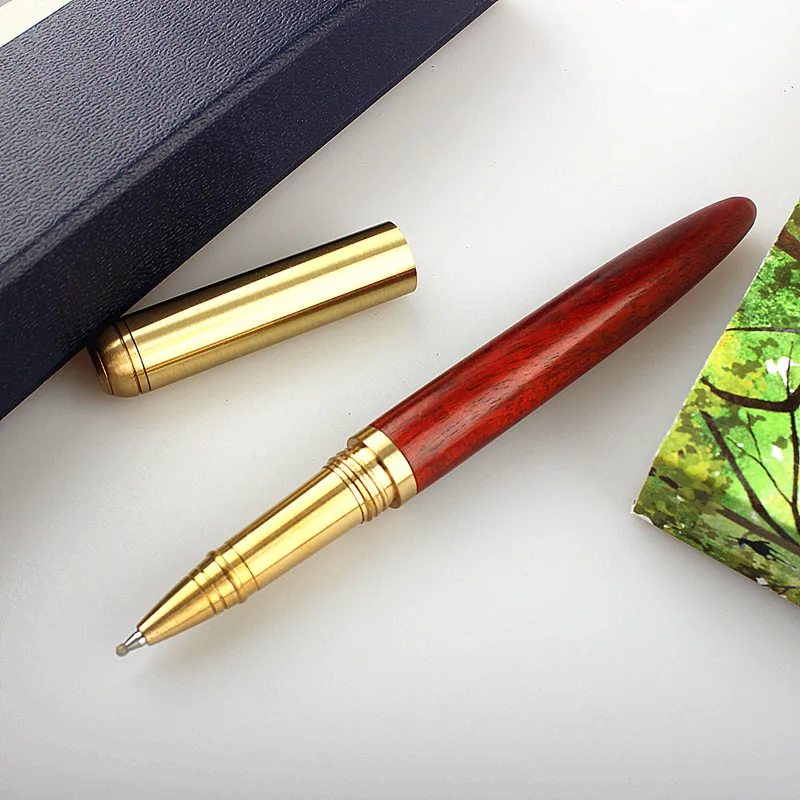 luxury quality brand school brass pen brown red black wood Rollerball Pen Business Stationery Office Supplies ink ball pen