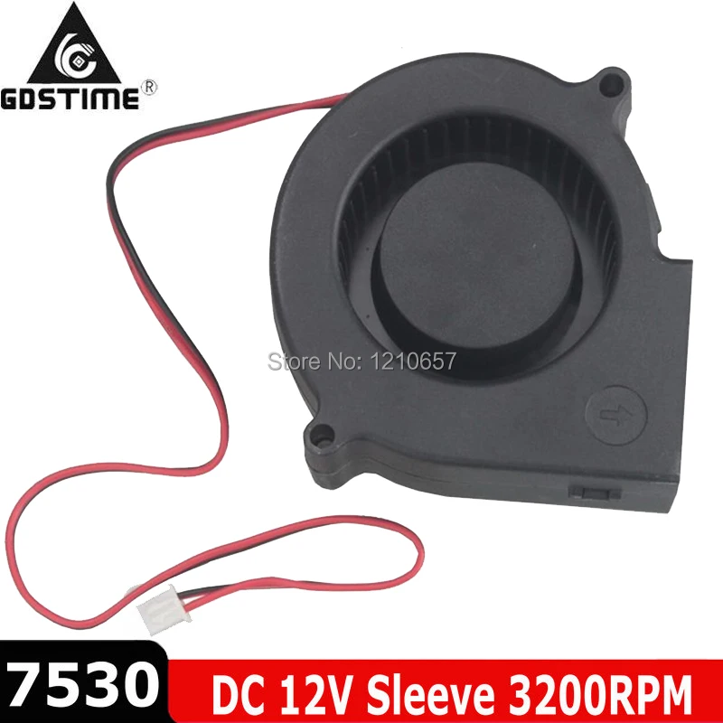 

5 Pcs Gdstime Brushless Cooling Fan DC 12V 2Pin 75mm 75x30mm 7530s Cooler Heatsink Blower Fan