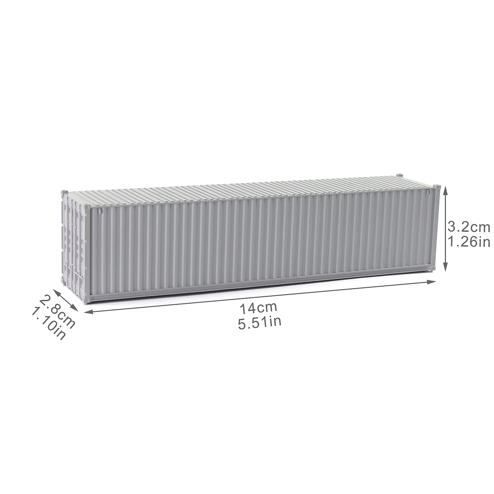 3pcs HO Scale 40ft 1:87 Blank Shipping Container Undecorated Cargo Box Ribbed Side Pure Color C8740