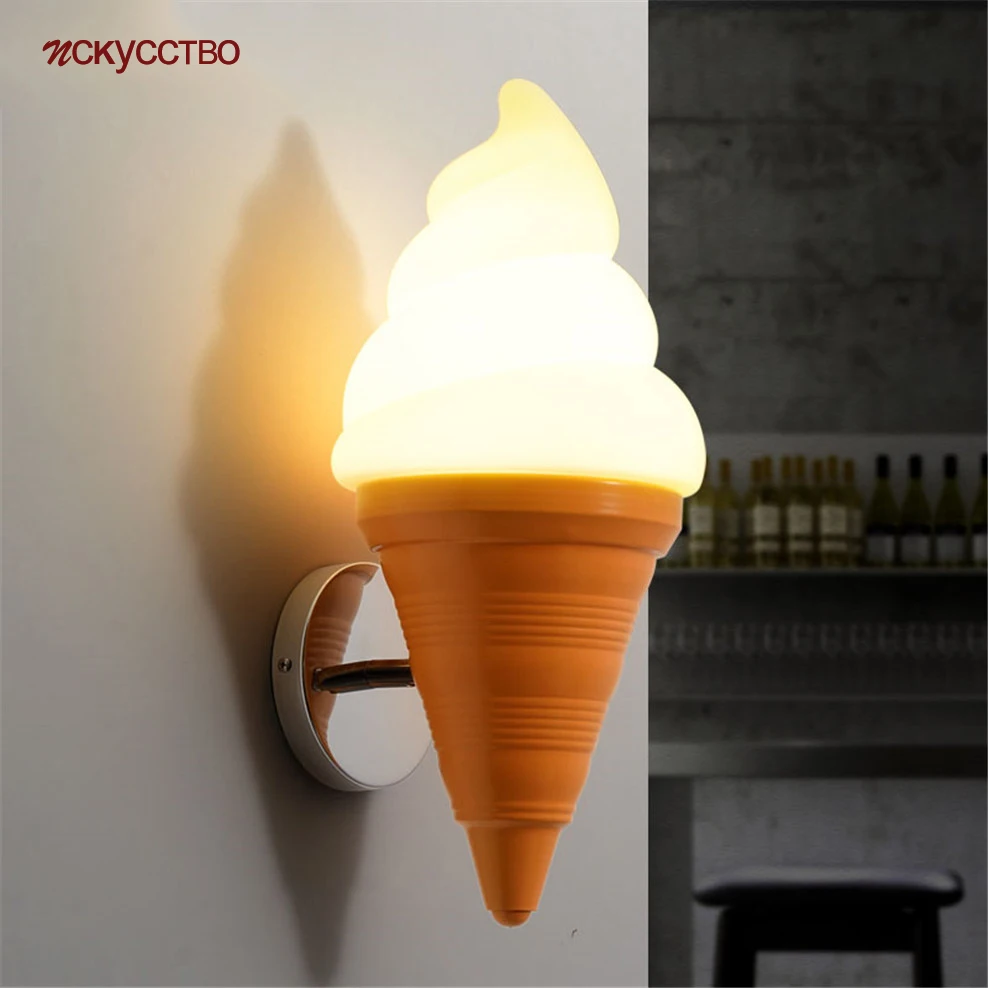 Imagem -02 - Creative Ice Cream Lâmpada de Parede para Quarto Infantil Sobremesa Loja Luzes de Cabeceira Art Deco Corredor Corredor Luminária Led E27 Dropshipping