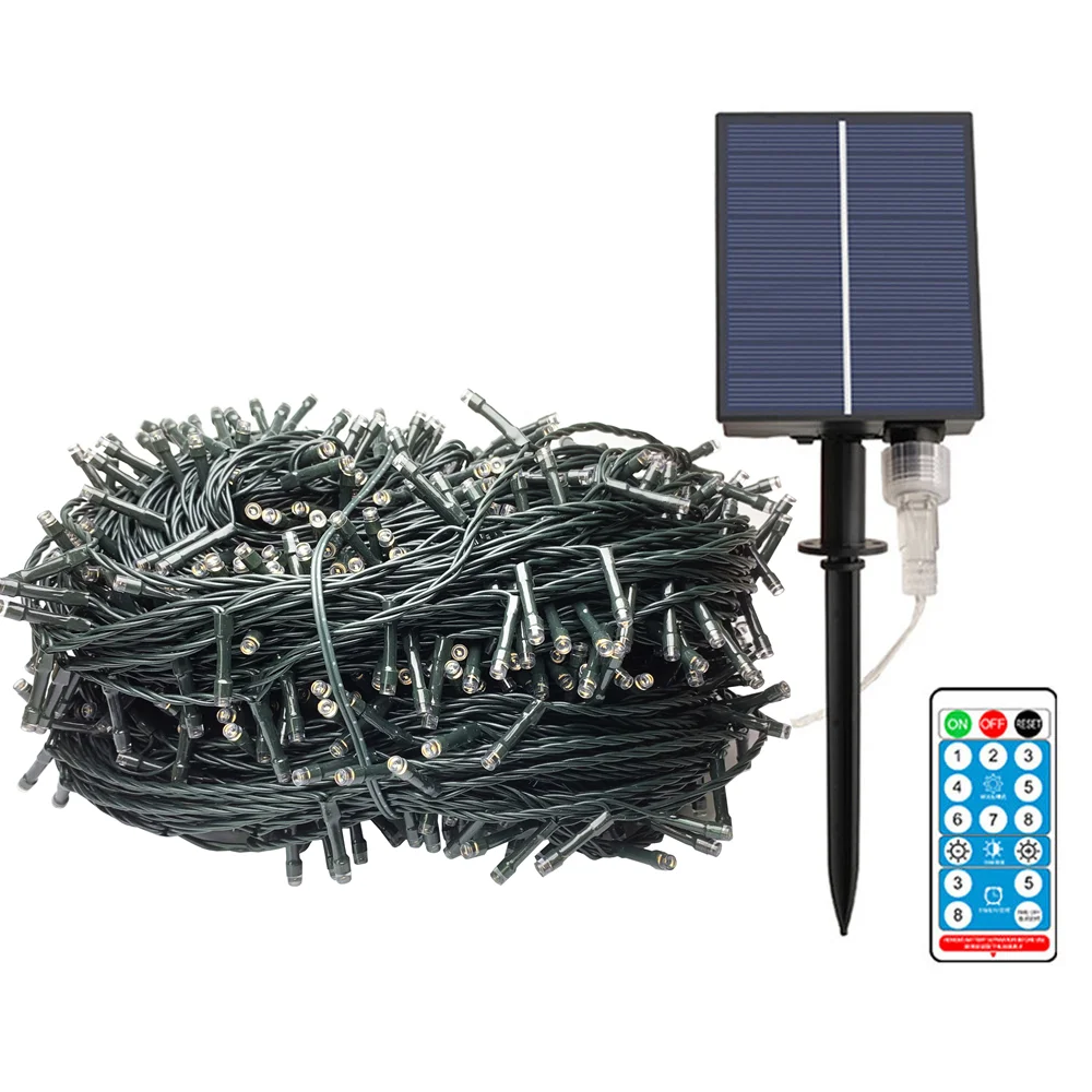 

New Solar Panels LED Fairy Lights Outdoor 220V EU Plug Fairy Holiday Light For Wedding Christmas Garland Street Decoration