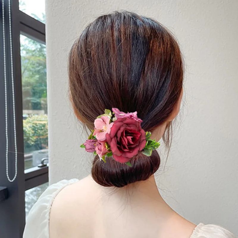 Boho Bridal Hair Combs Rustic Wedding Floral Women Stimulation Flower Hairpins Brides Hair Accessories Princess Greenery Combs