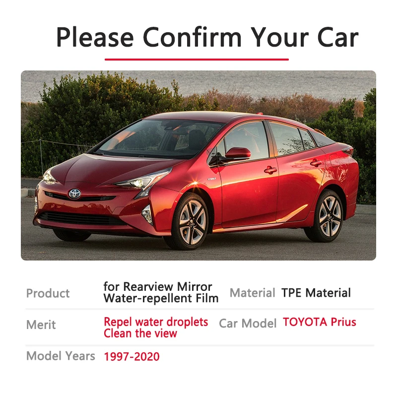 Full Cover Anti Fog Film Rearview Mirror for Toyota Prius 10 20 30 50 C V Aqua 1997~2020 Anti-Fog Films Rainproof Accessories view 6