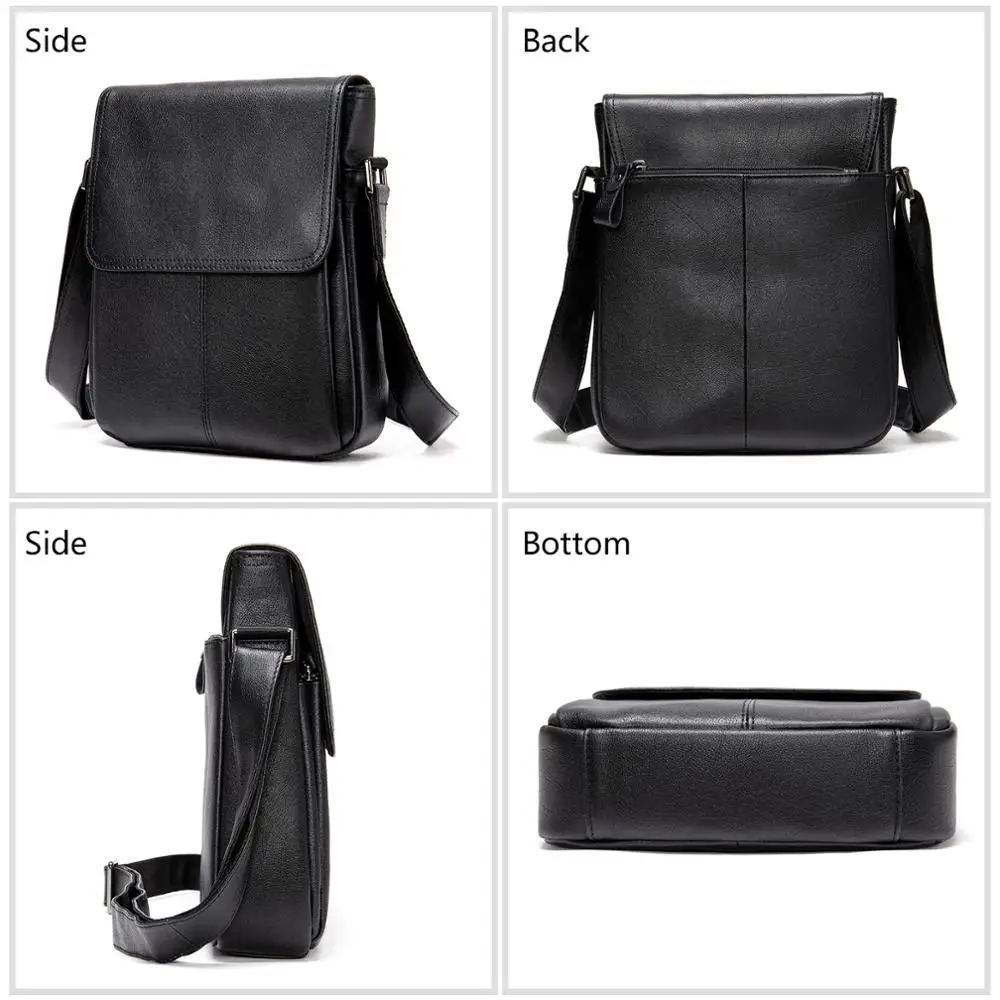 Imagem -04 - Westal-bolsa de Couro Genuíno para Homens Bolsas Mensageiro Preto Bolsas Laterais Masculinos Bolsas Transversais Casuais Marido