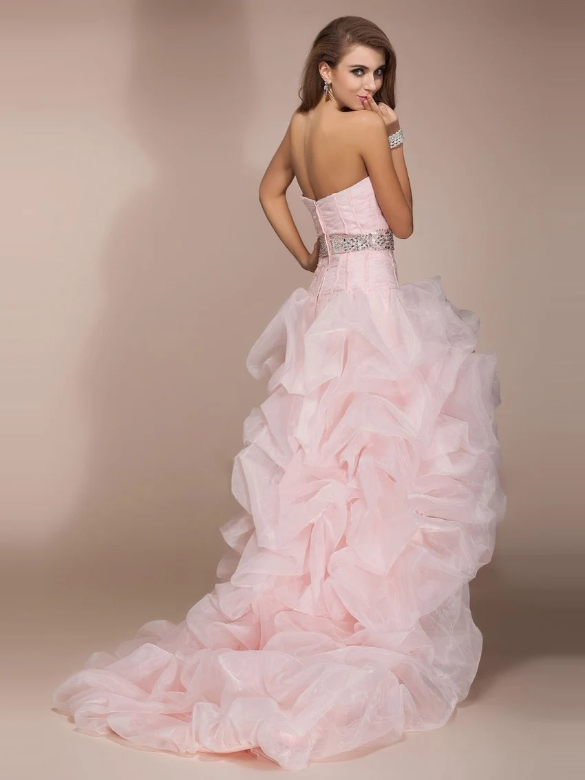 Elegante paillettes su misura Sexy lungo bello alto basso rosa chiaro Prom 2018 per abiti da ballo abiti per la madre della sposa