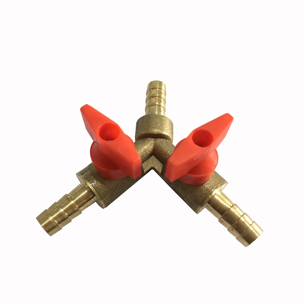 5/16" 8mm Brass Y 3-Way Shut off Ball Valve Fitting Hose Barb Fuel Gas CLAMP Tee