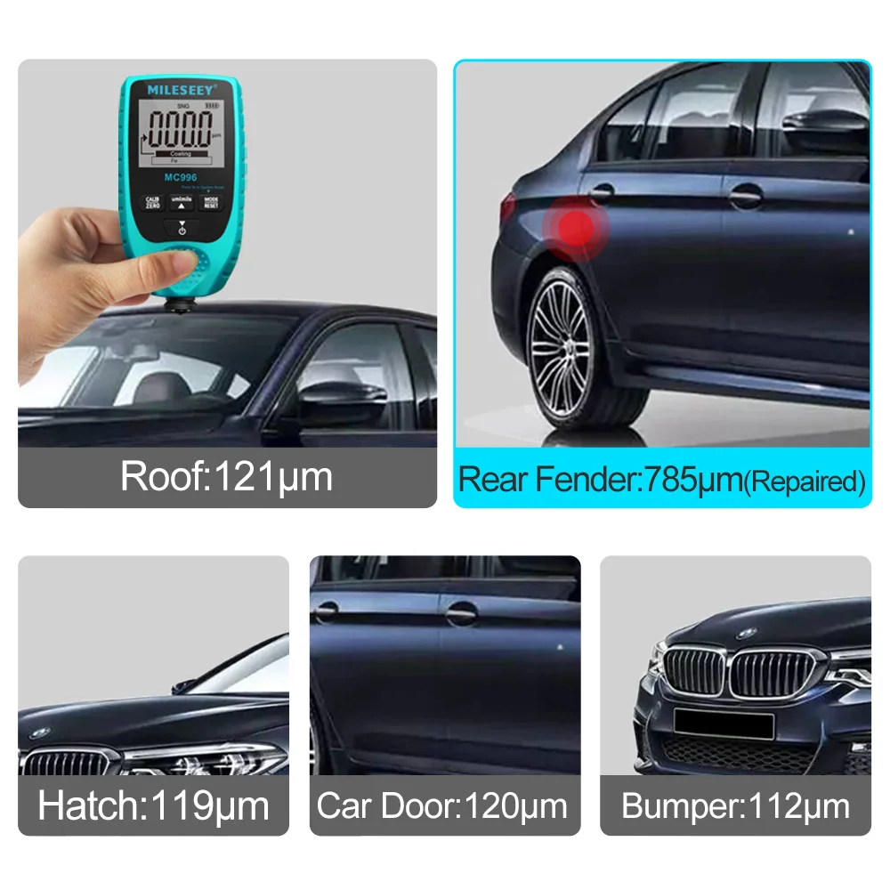 MILESEEY Coating Thickness Gauge MC996 High-Precision Digital Car Paintwork Detector Paint Thickness Meter Auto Thickness Tester