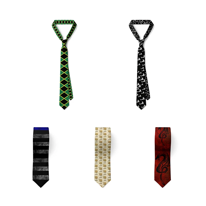 New 3D Printed Men's Tie Funny Street Hip-Hop 8cm Wide Party Wedding Shirt Accessory Polyester Fiber Jacquard Woven Tie For Men