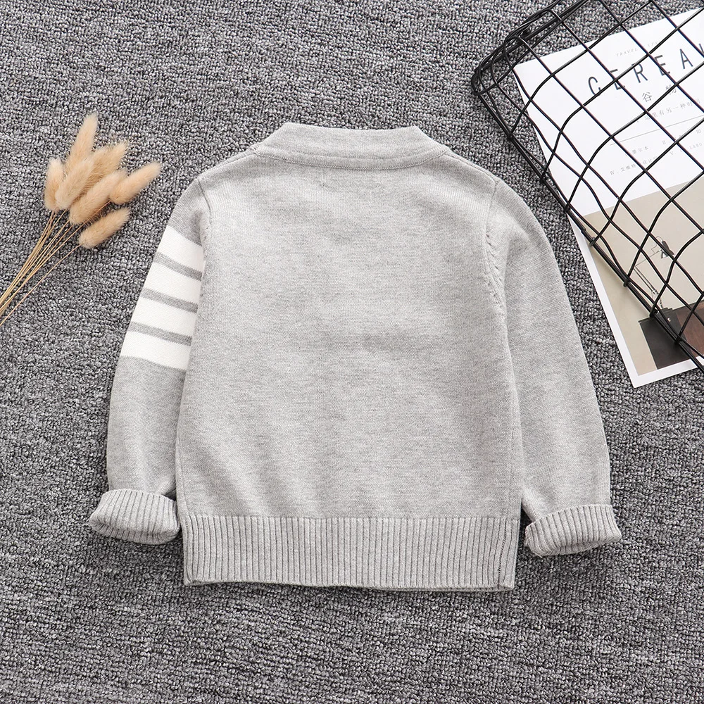 Ins Kids Boys Fashion V neck Cardigan Korean Style long sleeve strip sweater Children\'s Knitted cardigan sweater TP19036