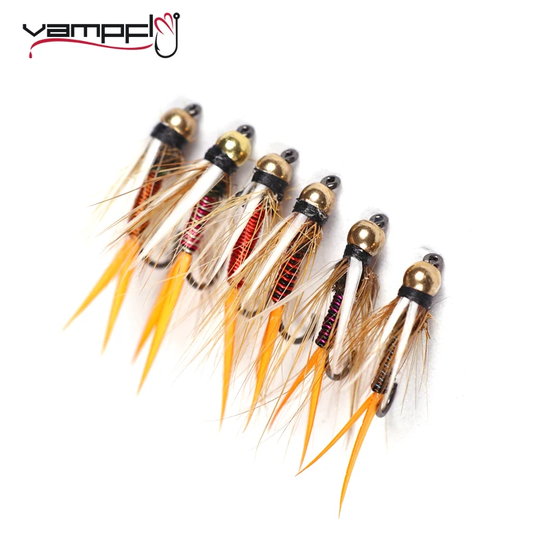 Vampfly 10PCS Fly Fishing Realistic Hot wire Prince Nymph Stoneflies Trout Fishing Fly Lures #12 Fake Insect Baits