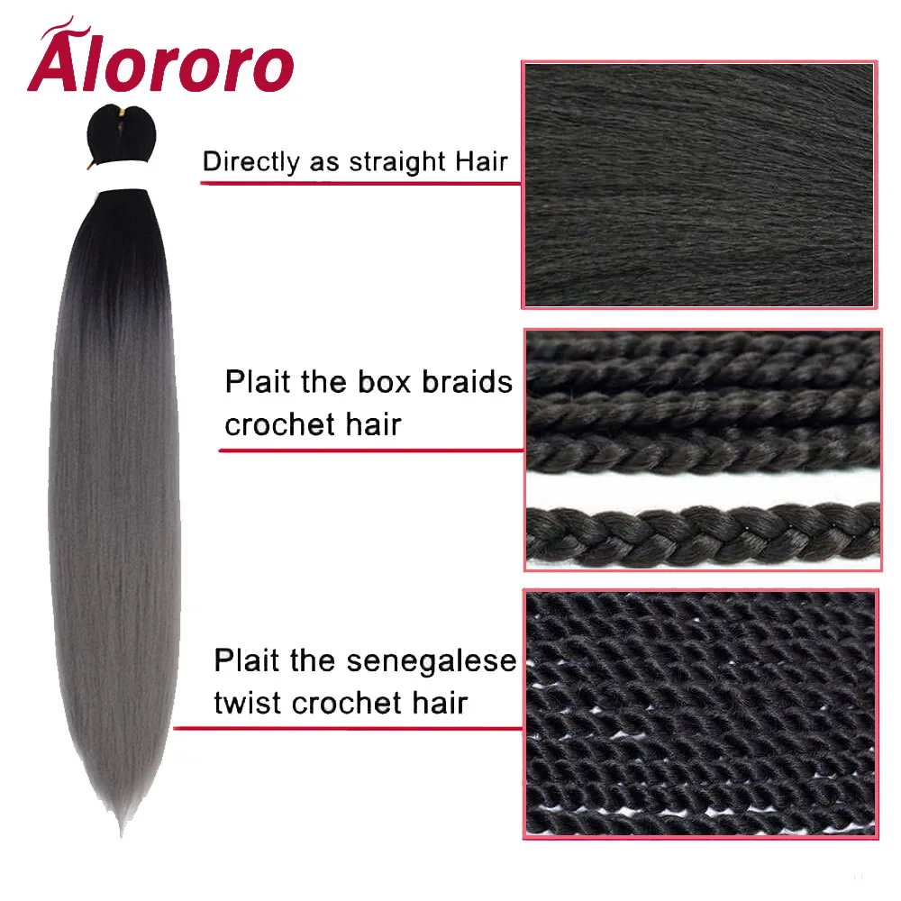 Alororo cor-de-rosa trança extensão do cabelo sintético para tranças 24 polegada/90g cor misturada profissional jumbo caixa tranças