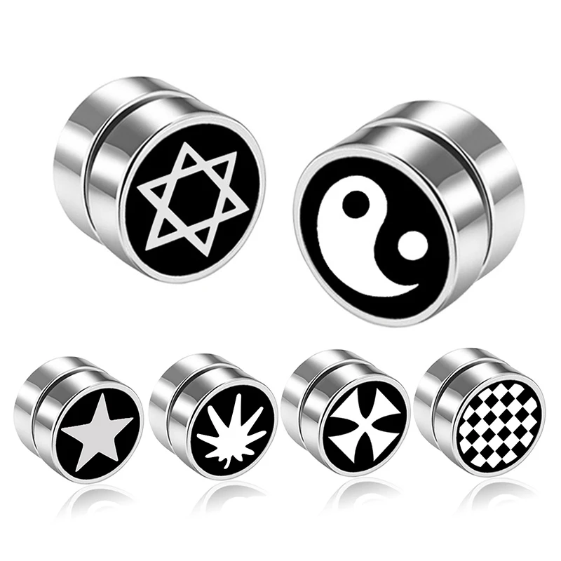 1 piece 8mm Men Women Strong Magnet Magnetic Health Care Ear Clip Earrings Non Piercing Fake Earrings Street Pop Punk Jewelry