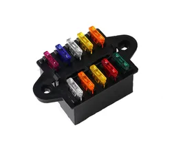 10 Way double row Blade Fuse Box Holder with terminal and fuse For Car Boat Trike 12V 24V Car Fuse Box