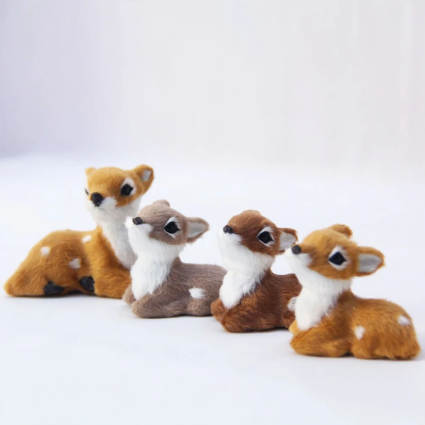 Cute Simulation Deer Mini Deer Easter Decorations For Home Cute Faux Plush Lying Deer Figurines For Interior Kawaii Room Decor