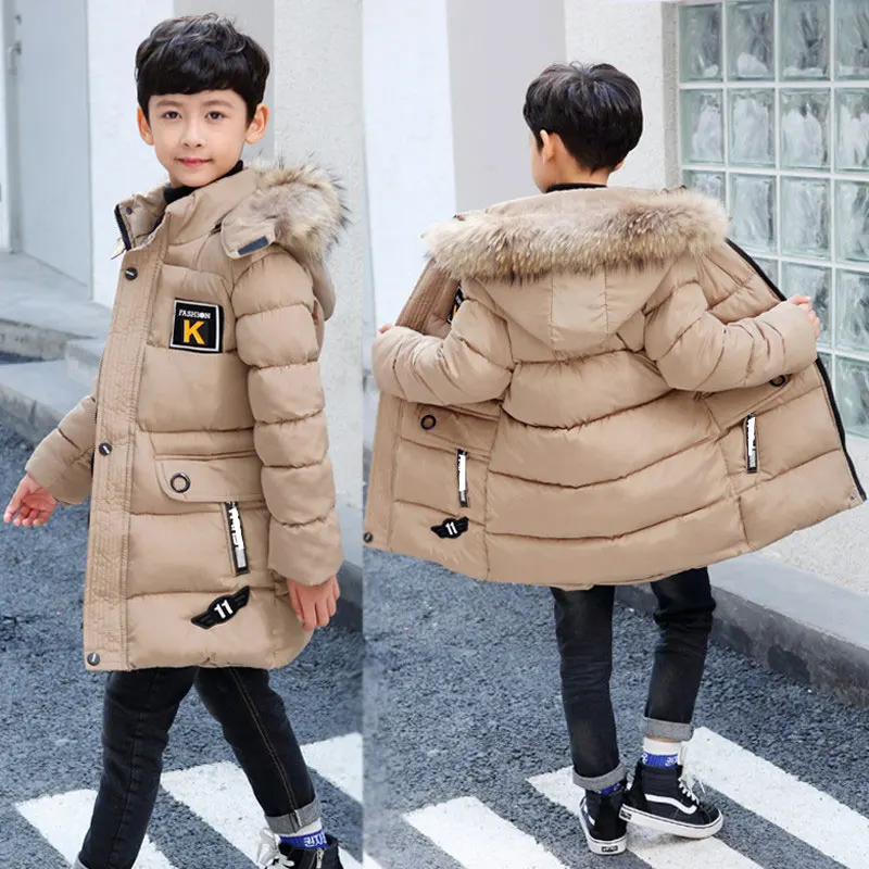 2024 New Winter Clothing Boys 4 Keep Warm 5 Children 6 Autumn Winter 9 Coat 8 Middle Aged 10 Year 12 Pile Thicker Cotton Jacket