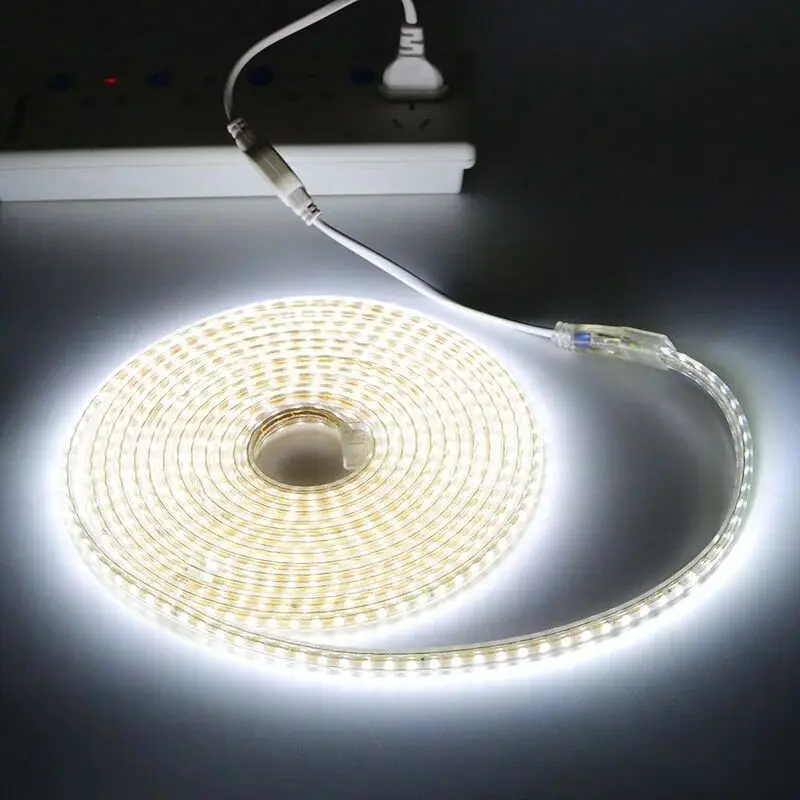 220V LED Strip Light IP67 Waterproof SMD 5050 Led Strip Flexible EU Power Plug 60led/m 1M 2M 3M 5M 10M 15M 20M Indoor Outdoor