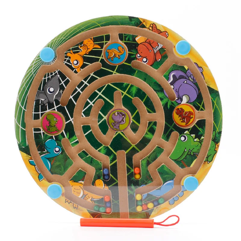 Toy Magnetic Maze Kids Children's Game Early Educational Brain Puzzle Teaser Cartoon Animal Wooden Toys Jigsaw Board M38