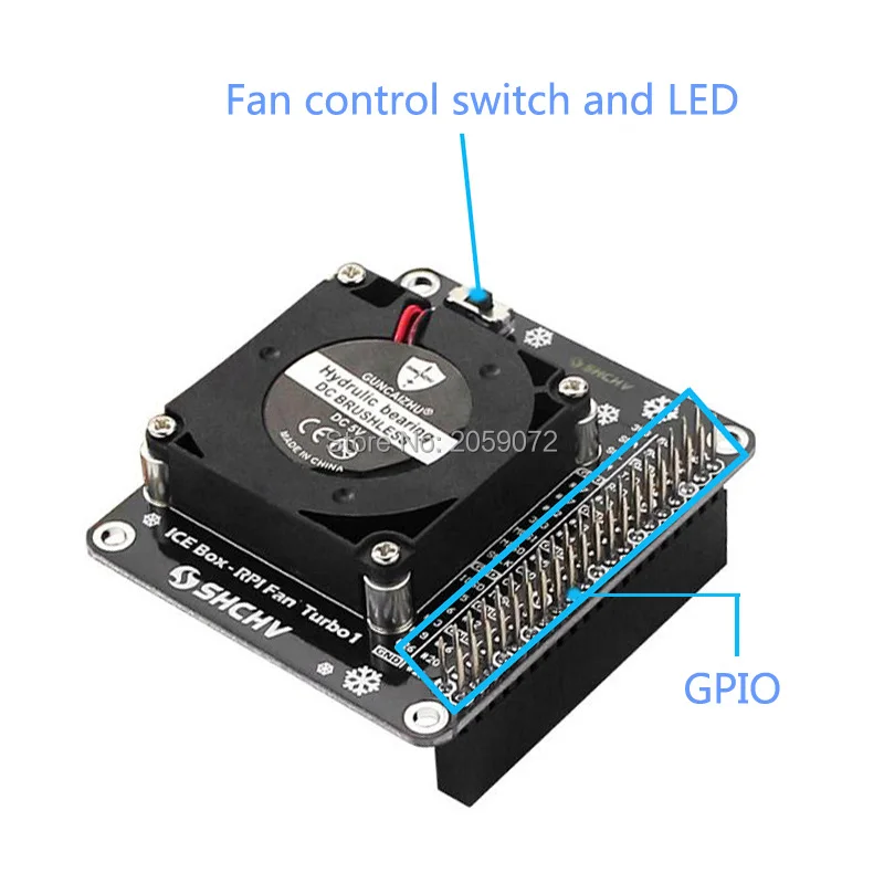 Raspberry Pi 4B Cooling Fan with LED Ambient Light Turbo Fan, for 4B/ 3B+/ 3B/ 3A+