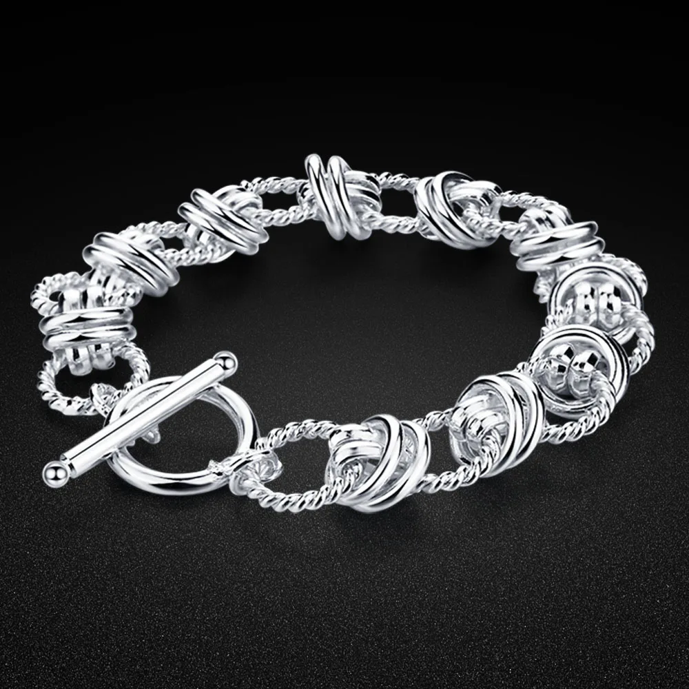 

Fashion women's silver jewelry bracelet original silver round bracelet 925 sterling silver bracelet birthday party jewelry gift