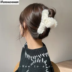 Mode Haar Clips Weibliche Haar Krabben Weichen Mädchen Frauen Plüsch Haar Claws Grips Elegante Headwear Frau Haar Zubehör Ornament