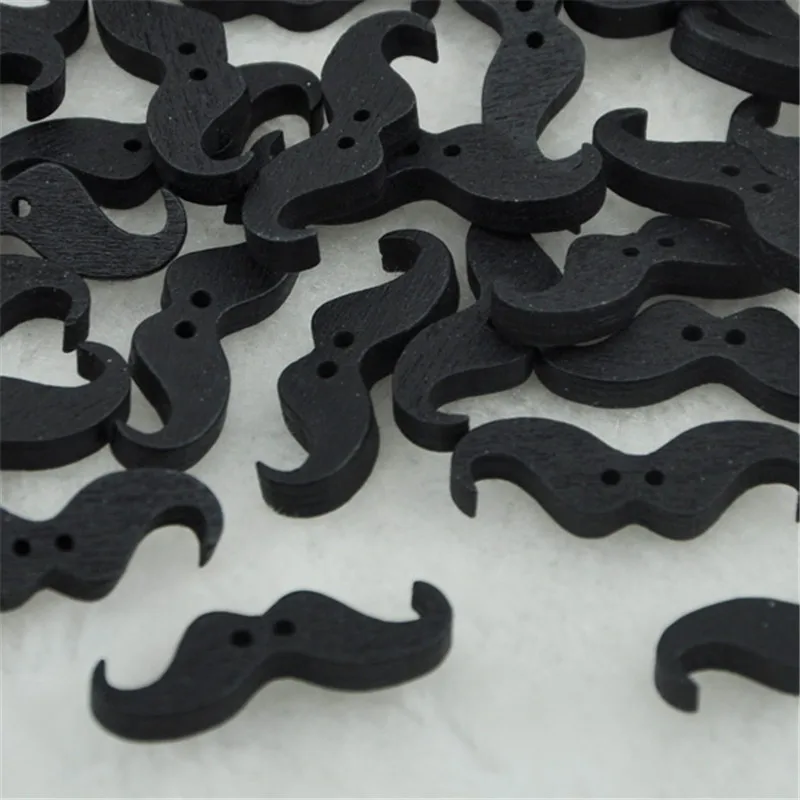 50pcs Black color Cute Mustache Wood Buttons Sewing Mix Lots WB75