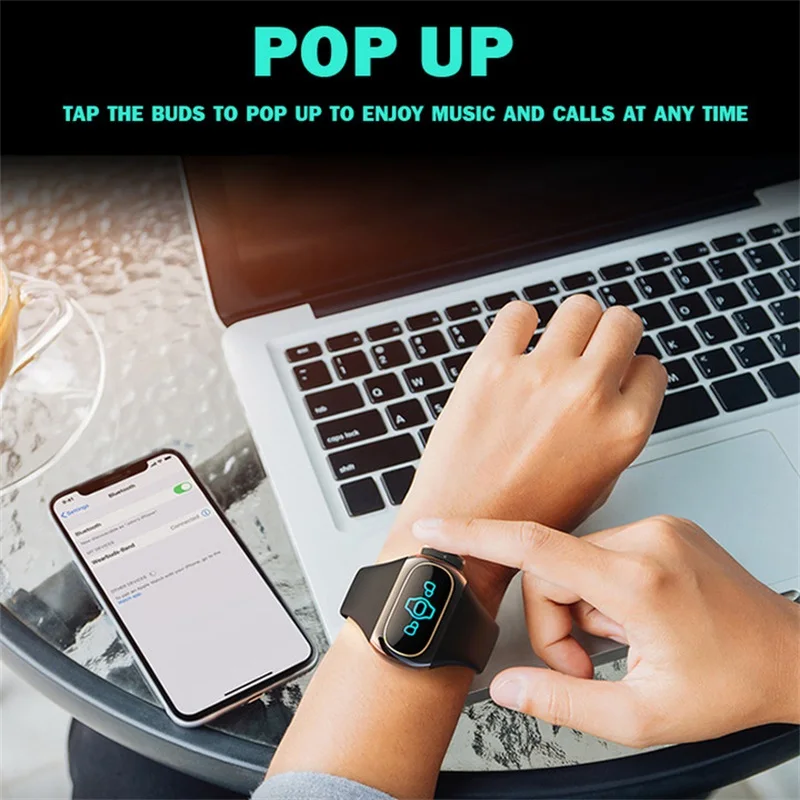 Aipower – montre connectée 2 en 1, Bluetooth, écouteurs sans fil, moniteur de fréquence cardiaque, moniteur d'activité physique, compteur Wearbuds 20Lite