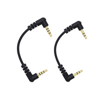 10cm 3.5mm AUX Short Cable Male to Stero Audio Cable 90 Degree Two Right Angled 3/4 Pole Gold  for Car MP3/MP4 Audio Cable