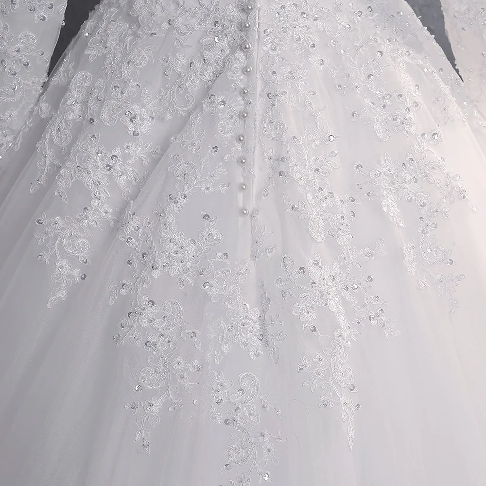 Vestido De novia musulmán De lujo, traje elegante con tren De cuello alto, bordado De encaje, Princesa, 2022