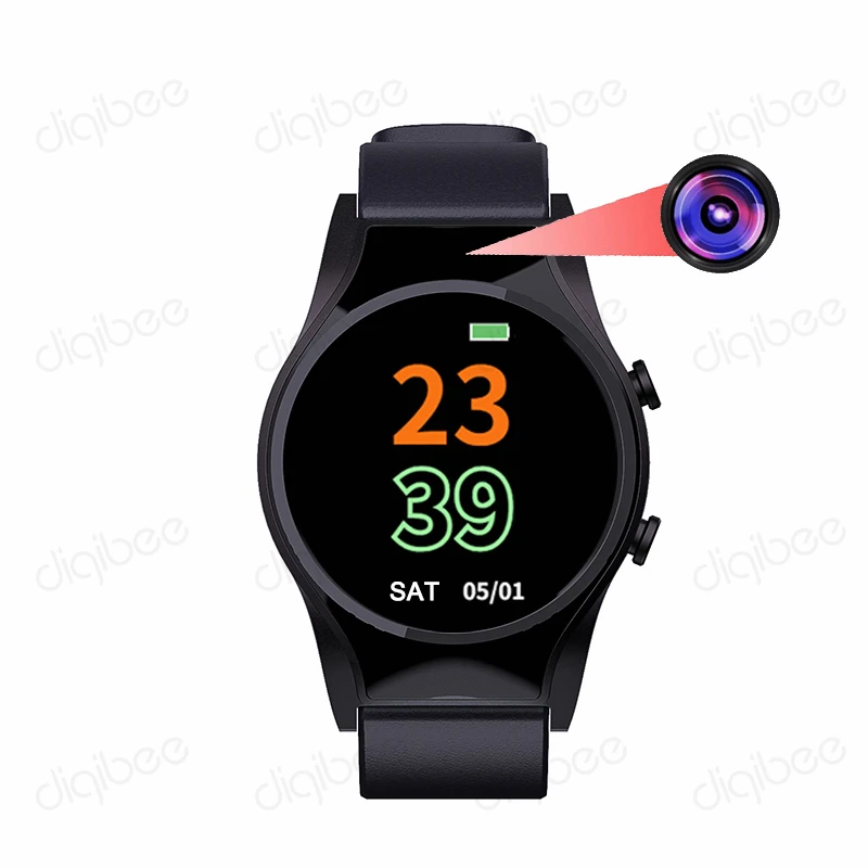 Reloj inteligente con pantalla táctil redonda OLED, dispositivo con cámara espion espia, Mini cámara, grabadora de Audio y vídeo por voz, HD 1080P, rastreador de Fitness