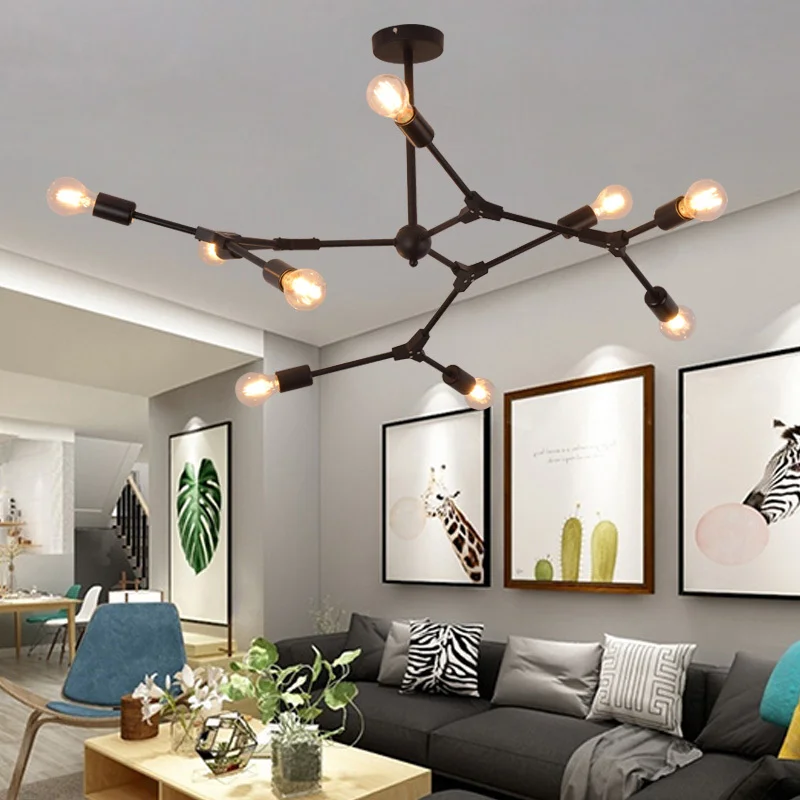 Nordic loft Branch led Chandeliers for Dining Room Kitchen Glass Lampshade Globle Chandeliers Lustre Hanging Home Lamps