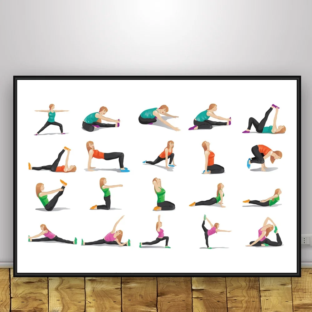 Yoga Ashtanga Poster Home Decor Modern Abstract Wall Art Canvas Painting Funny Print Wall Pictures Bedroom Gym Decoration