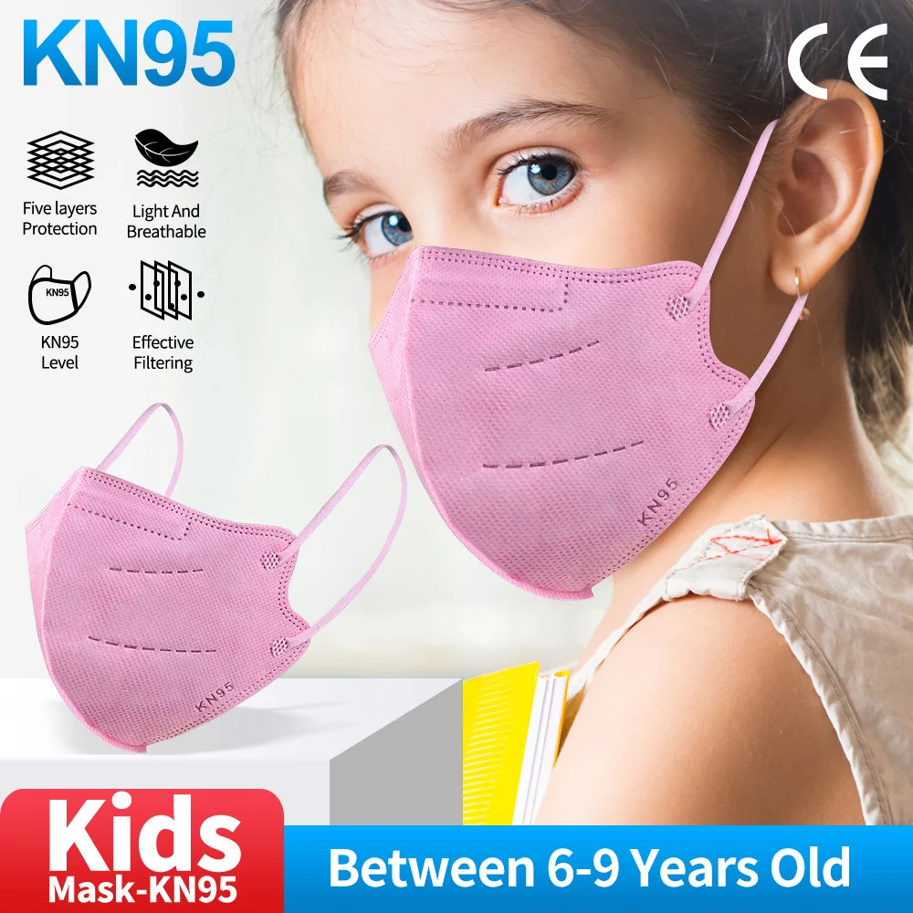 Mascarillas KN95 FFP2 reutilizables para niños y niñas, máscara Facial de 4 capas, respirador, 6 a 9 años