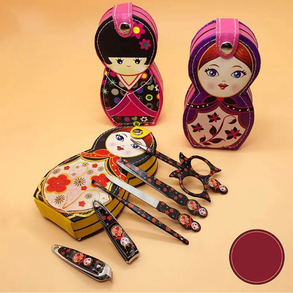 6pc/Set Manicure Nail Scissors Russian Doll Pedicure Nail Tool Travel Kit Clipper Care Clipper Grooming Portable Nail Tip Cutter