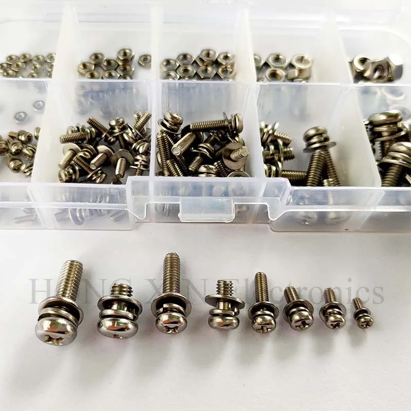 160 Stks/set Rvs SS304 Schroeven Ronde Kop Schroeven Moeren Bouten Assortiment Kit M2 M2.5 M3 M4 M5