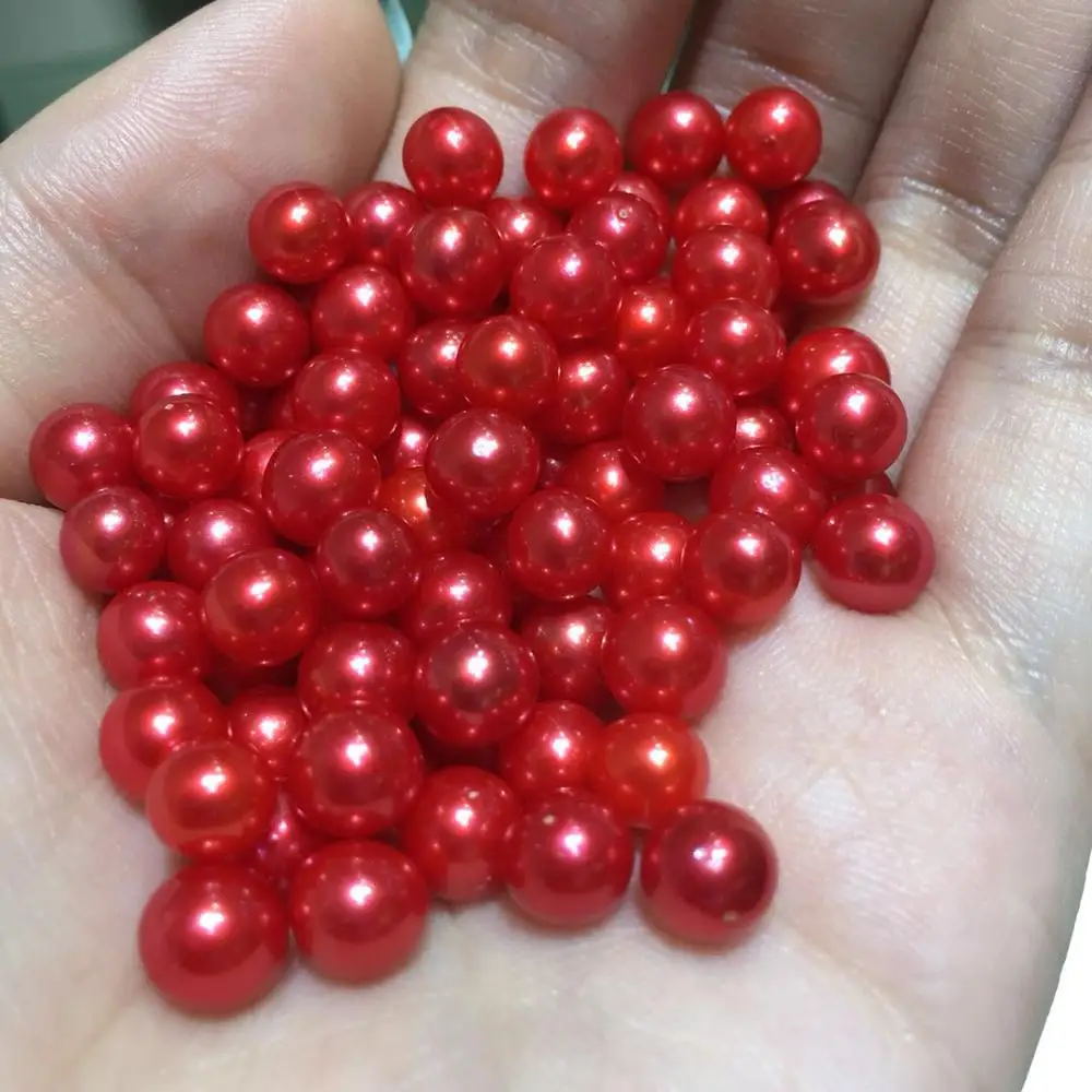 

Red pearls 6-8mm round real red freshwater oyster loose pearls green bulefor pearl colorful 3A wish pearls 20cs/Lot N67