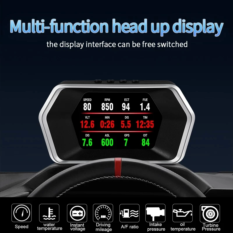 

P17 Car HUD OBD GPS Navigation Head Up Display Projector Voltage Fuel Consumption Speed MPH Voltage Turbo On-Board Computer