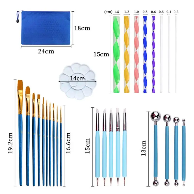 53pcs Mandala Dotted Tools for Painting Rock Stone Acrylic Stick Drawing Brush B95C