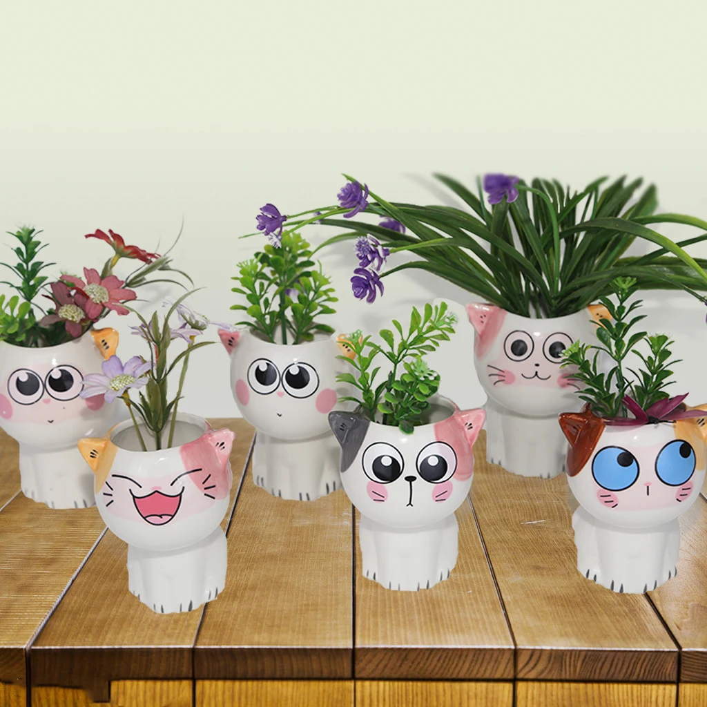 

Cute Cat Flower Pot Plant Pot Flower Vase Ornaments Home Decor Garden Decoration Bonsai Ceramic Planter Succulent Pot