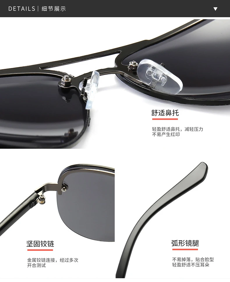 Modische Herren-Sonnenbrille im Vintage-Stil aus Metall, klassische Marken-Sonnenbrille mit beschichteten Gläsern, Fahrbrille für Männer/Frauen – Detail 7