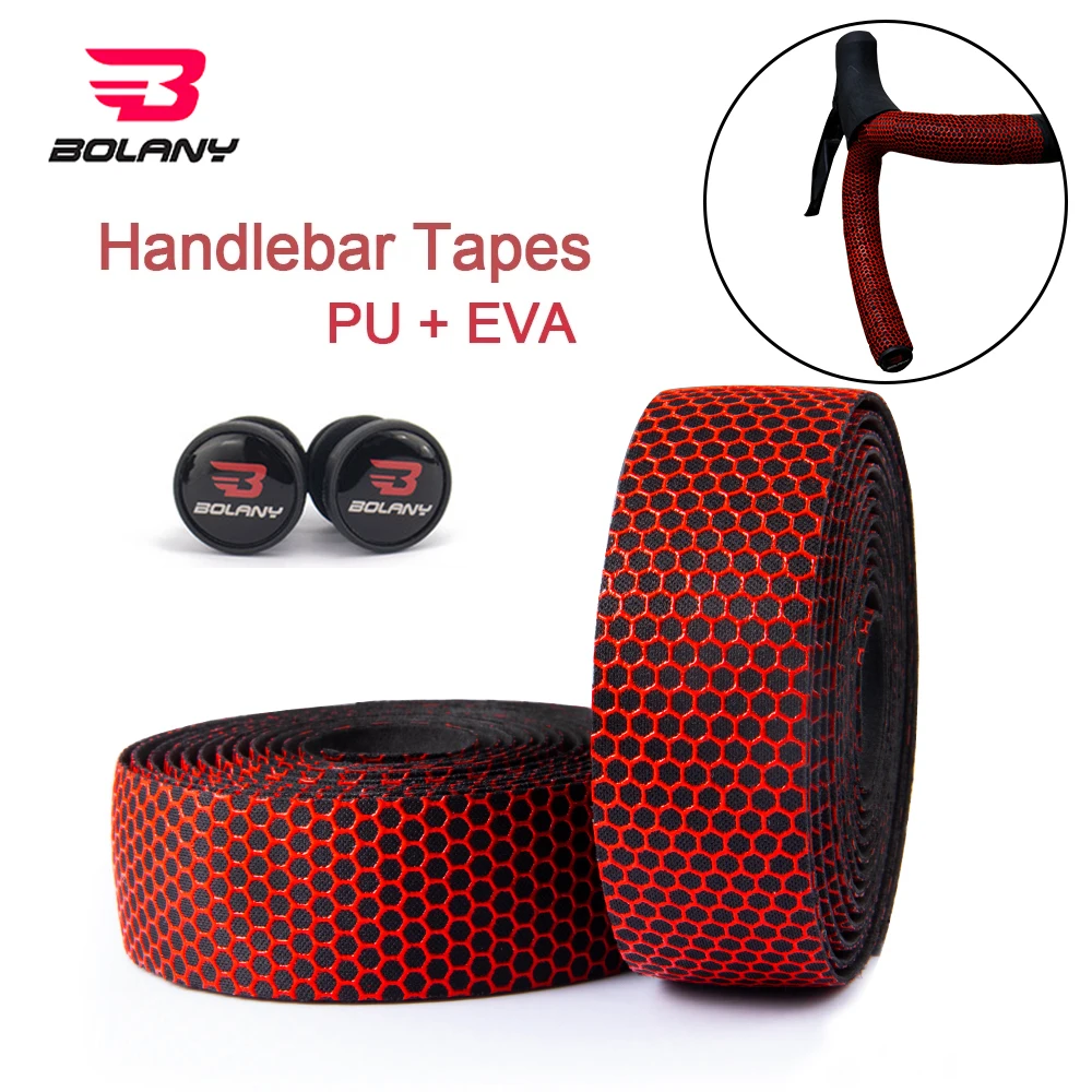 Bolany 1 pair Road Bicycle Silicone Handlebar Tape  Honeycomb Design Anti-Slip EVA Shock Absorption Bike Handlebar Accessories