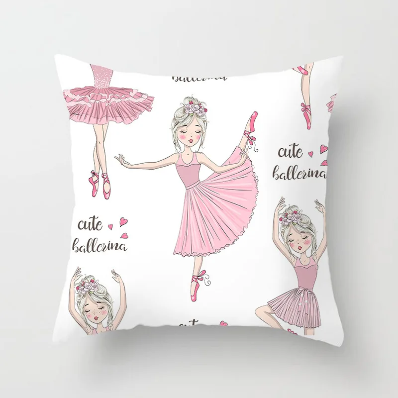 NEW Cute Lolita Cartoon Ballet Girls Cushion Cover Polyester Cotton Pretty Woman Throw Pillows Decorative Covers for Sofa Couch image 6