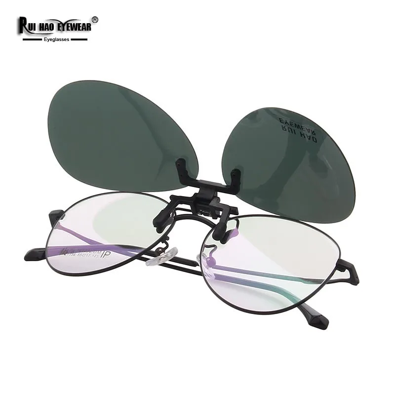 2 Color Polarized Clip on Sunglasses Flip Up Sun Glasses Retro Design Rui Hao Eyewear Brand Sunglasses Clip