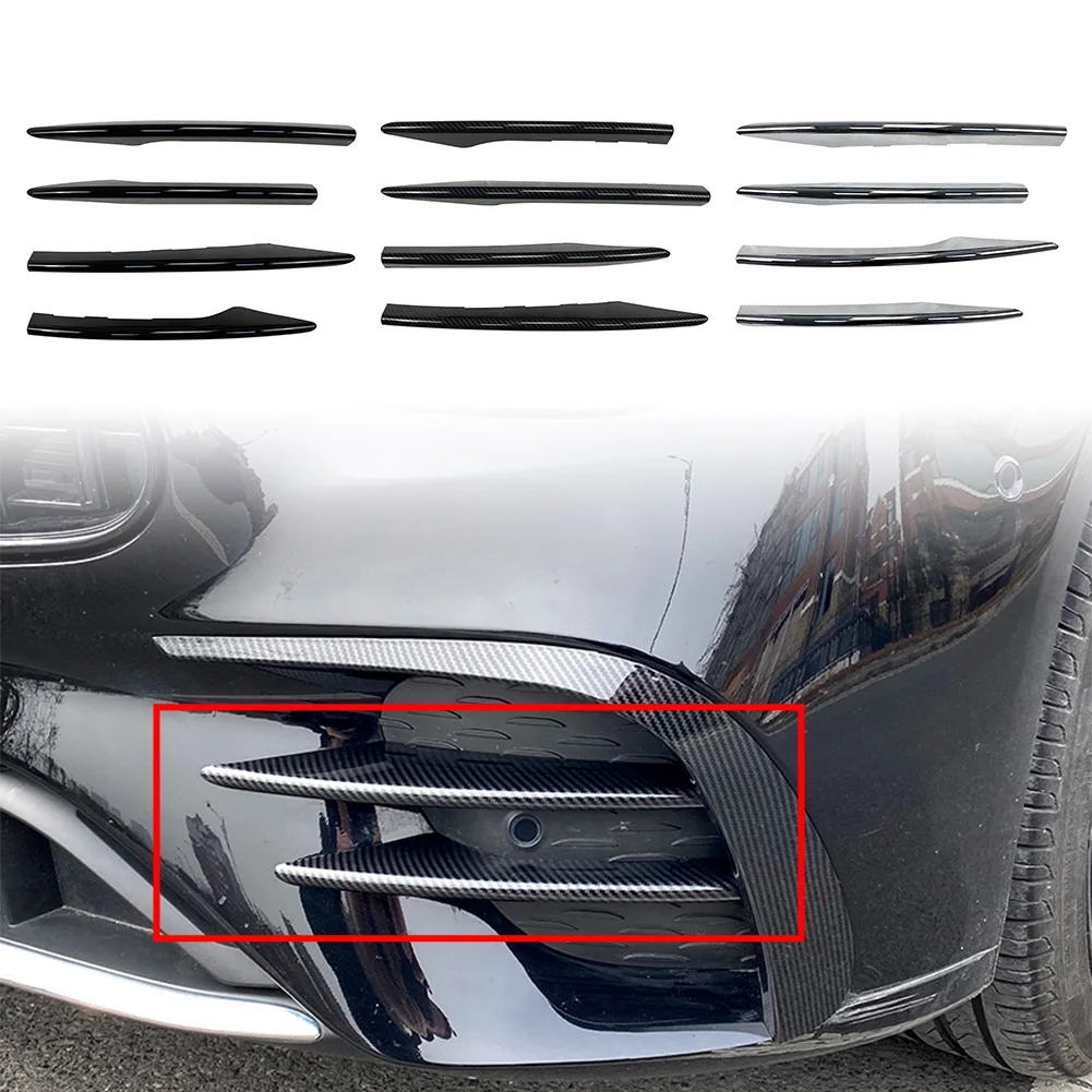 4x Car Front Bumper Fog Light Lamp Decorative Cover Trim ABS For Mercedes Benz New E-Class W213 E260 E300 E53 2021+