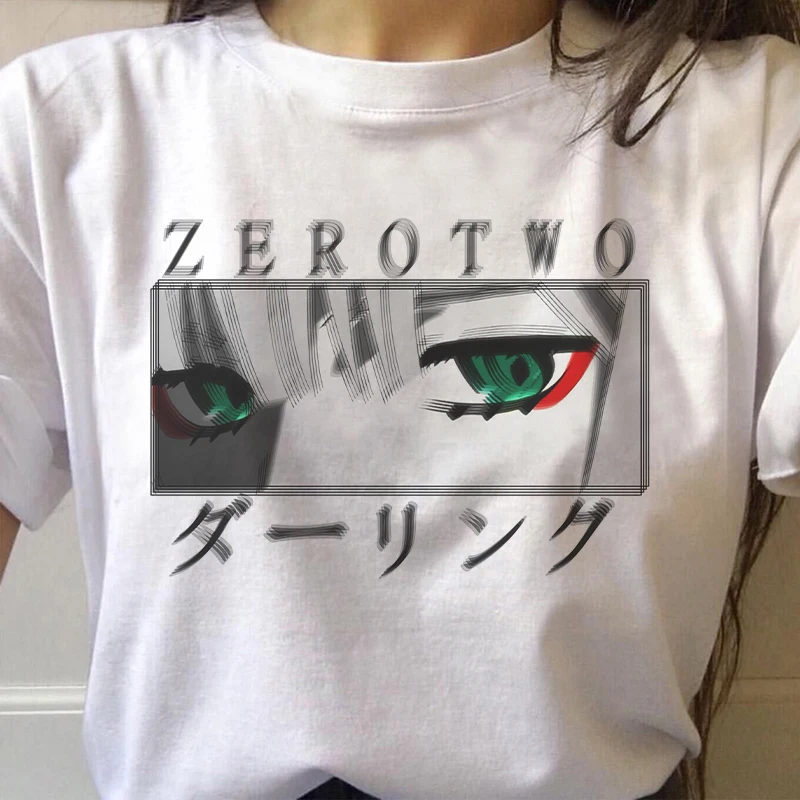 Zero TWO Darling in the franxx Print Harajuku Top Women T-shirt Casual ladies basic O-collar Short Sleeved Tshirt Girl,Drop Ship