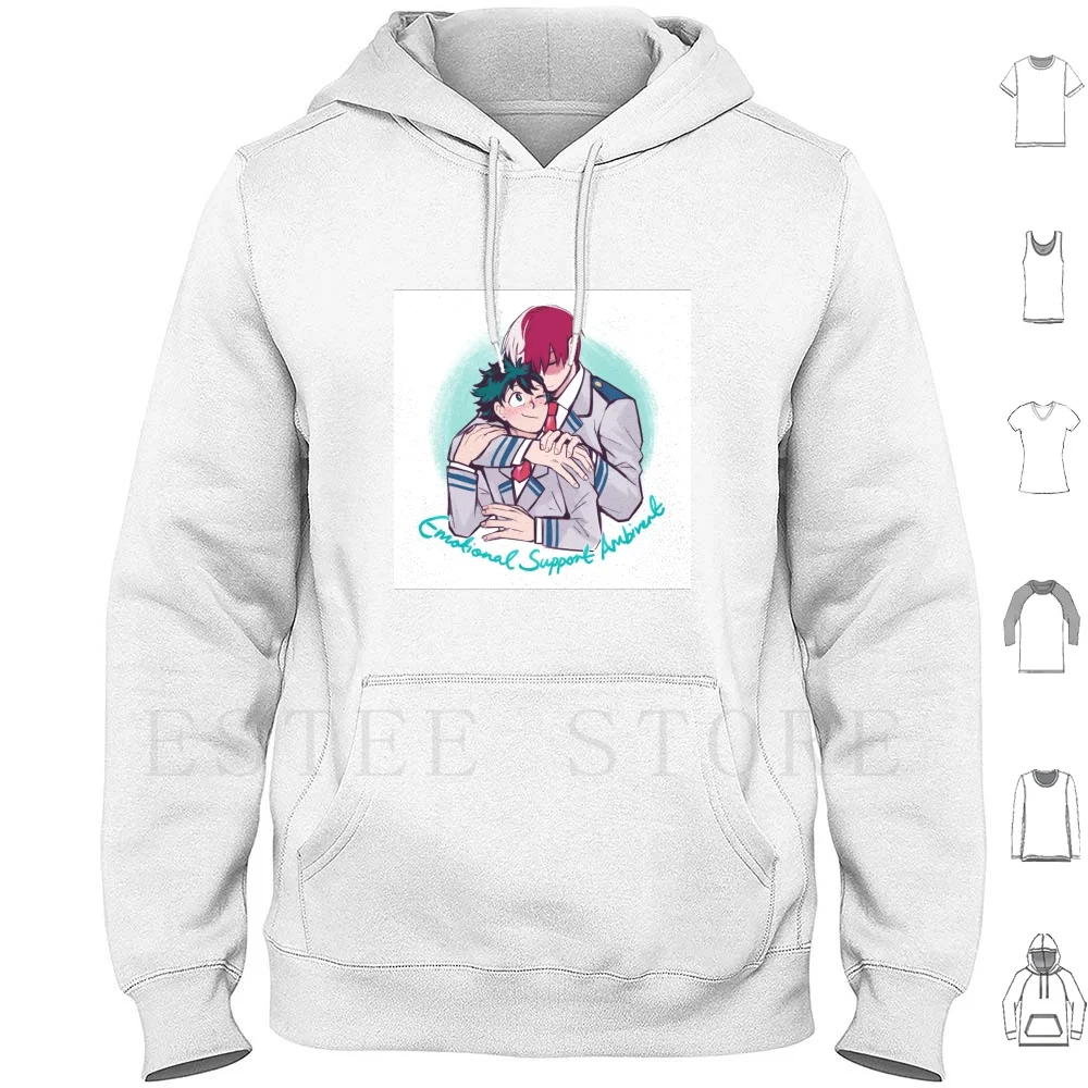 Emotional Support Ambivert Hoodies Long Sleeve Boku No Hero Academia Midoriya Izuku Todoroki Shouto Tododeku