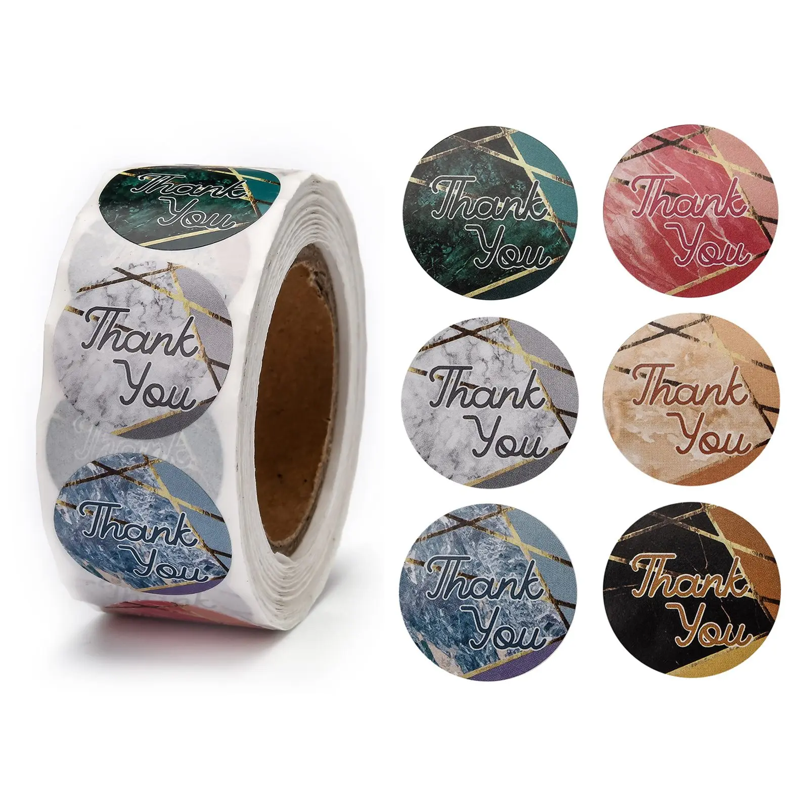 Thank You Stickers Adhesive Roll Sticker Labels for Envelopes Bubble Mailers and Bags Mixed 8 Color 25mm about 500pcs/roll