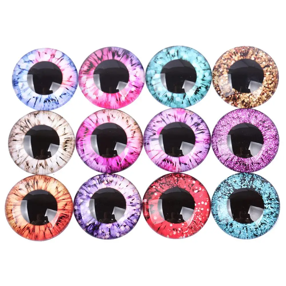 Onwear 14mm glass cabochon eyes pupil photo mixed color diy flatback jewelry scrapbooking findings for doll making