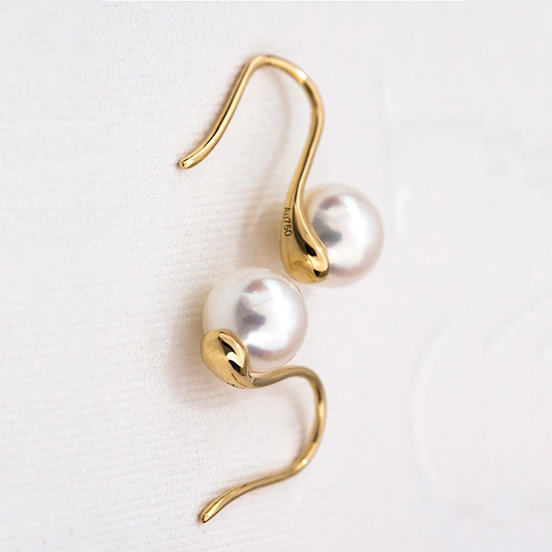 

XF800 Genuine 18K Gold Earrings For Women Fine Jewelry Natural AKOYA Seawater Pearl Trend Luxury Gift 2020 E501